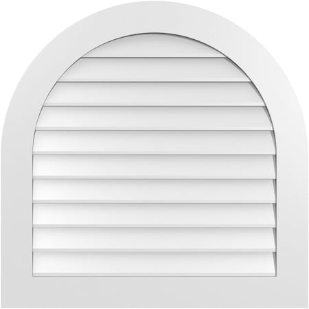 Ekena Millwork Round Top Surface Mount PVC Gable Vent: Non-Functional, w/ 3-1/2"W x 1"P Standard Frame, 34"W x 34"H GVPRT34X3401SN